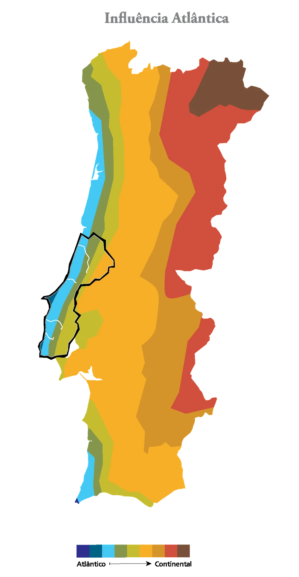 Mapa do terroir — Influência atlântica